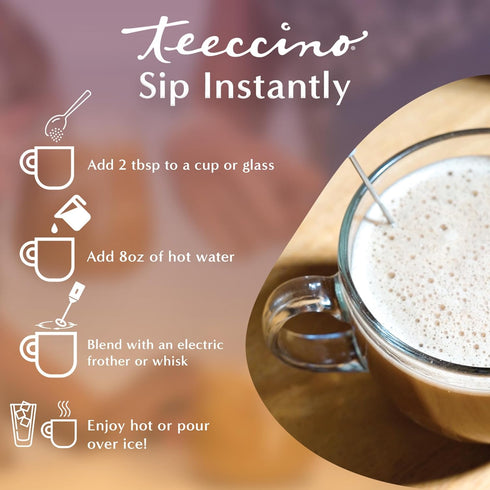 14 7.9 Teeccino Organic Instant Mocha Herbal Latte Servings Creamy Oat & Coconut Latte Plus MCT Oil with Chocolaty