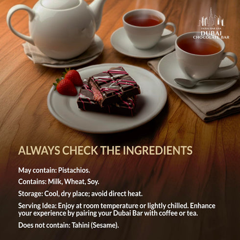 2.47oz (1 Pack) Dubai Chocolate Bar Strawberry Crush Premium Chocolate with Strawberry & Crispy Kataifi Filling Dubai