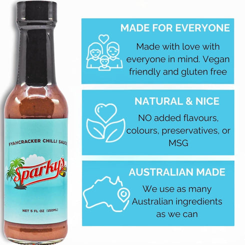 SPARKY'S SAUCES & MARINADES (5 OZ, 148ML) Habanero Hot Sauce for Spice Addicts with Sweet Jerk Caribbean Spices - Made