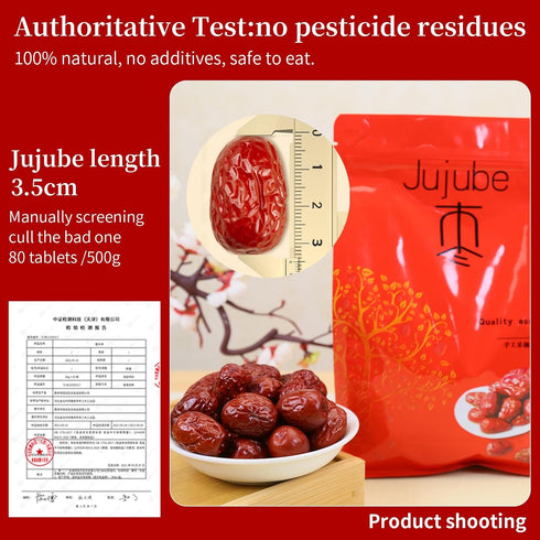 500g (1.1LB) Chinese Jujube Dates dried red date High Grade Dried Red Dates Fruit Jujubes Healthy Dried Fruit Superfood
