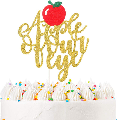 LILIPARTY Glitter An Apple of Our Eye Cake Topper Baby Girls Boys First