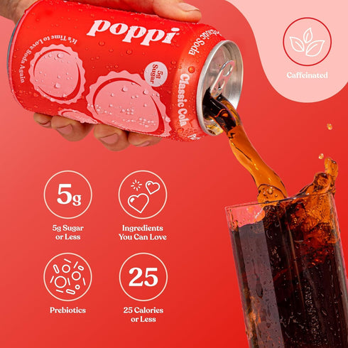 KD Chocolates 12 oz 4 Popi Classic Cola Prebiotic Soda - fl Can