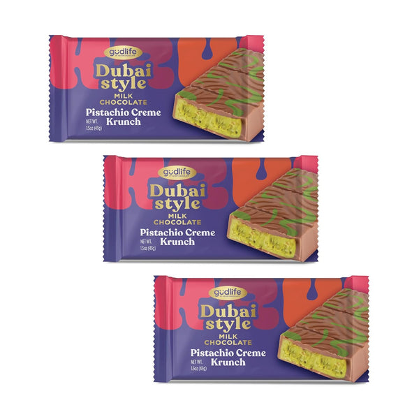 Gudlife Dubai Chocolate Pistachio 3-Pack | Rich Nutty Pistachio Creme with Mega