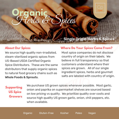 Set Spice & Seasoning - Ground Whole Indian Spices: Bay Leaves | Brown Mustard |Cayenne | Cinnamon | Cloves | Coriander