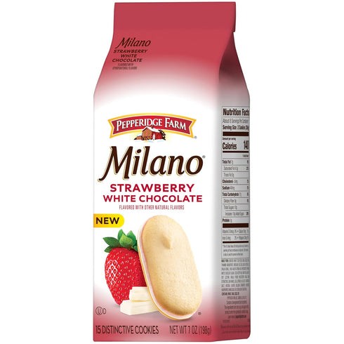 7 Oz Pepperidge Farm Milano White Chocolate Strawberry Flavored Cookies, Bag