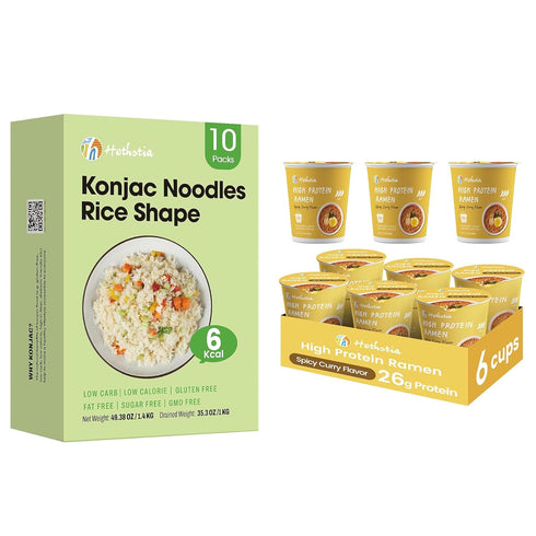 Hethstia Konjac Rice & High-Protein Ramen Cup Variety Pack - Quick Plant-Based