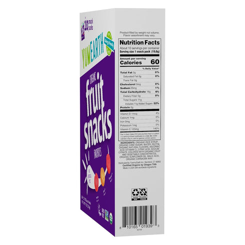 0.7 (Pack 10) YumEarth Organic Fruit Snacks Box, Ounce