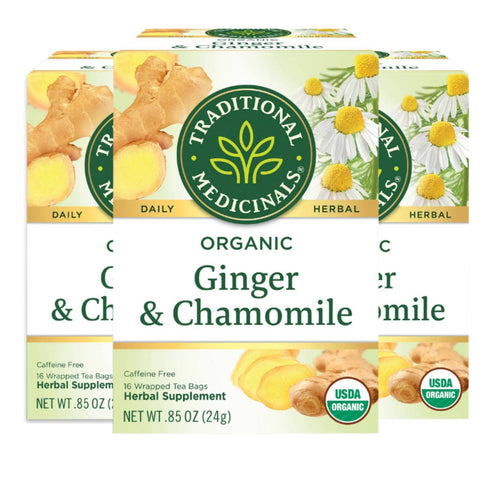 Traditional Medicinals Organic Ginger & Chamomile Herbal Tea, Relieves Occasional Indigestion or