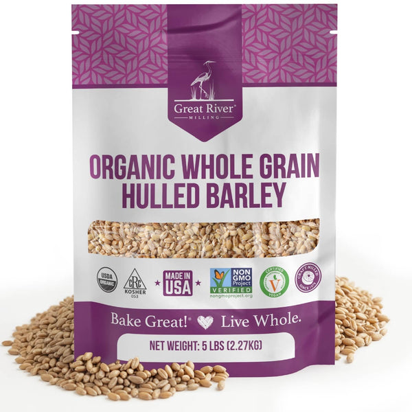Great River Milling Organic Hulled Barley Grain | Whole Grain Barley for