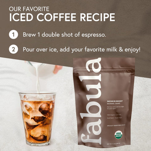 12 oz Fabula Low Acid Coffee, USDA Organic Ground Coffee Medium Roast - Non GMO - No Molds - Mycotoxins Pesticides Free