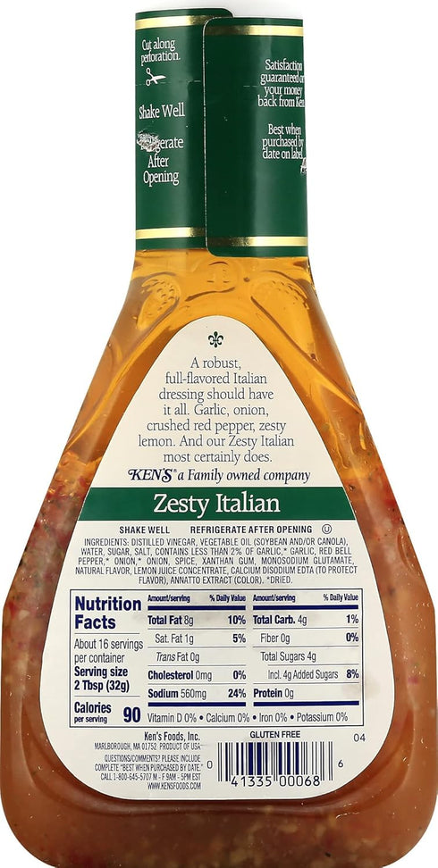 (16 Oz (Pack 6)) Ken's Steak House Steak House Zesty Italian Dressing Fl