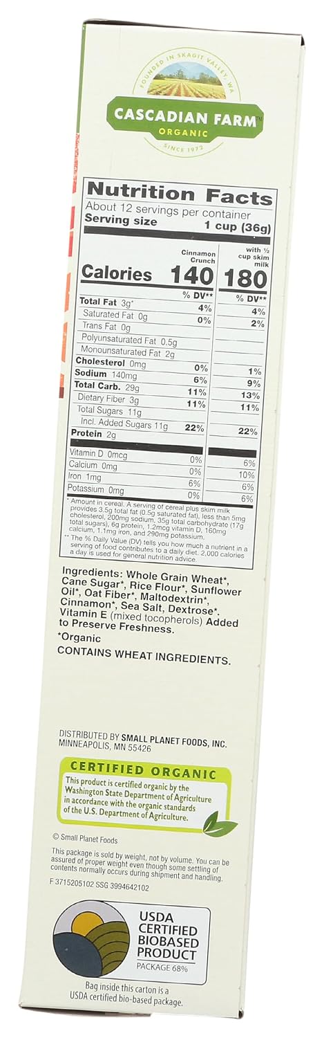 16 Cascadian Farm, Cereal Cinnamon Crunch Organic, Ounce