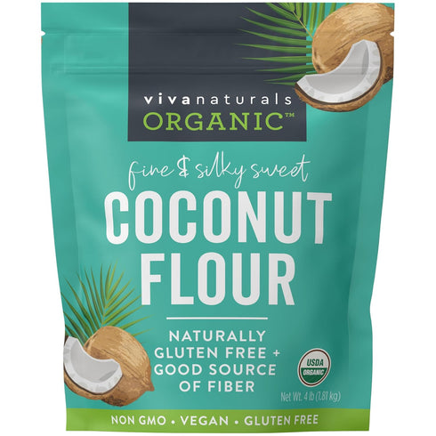 Viva Naturals Organic Coconut Flour (4 lbs) - Gluten Free Baking Flour Substitute for Keto, Paleo, Vegan