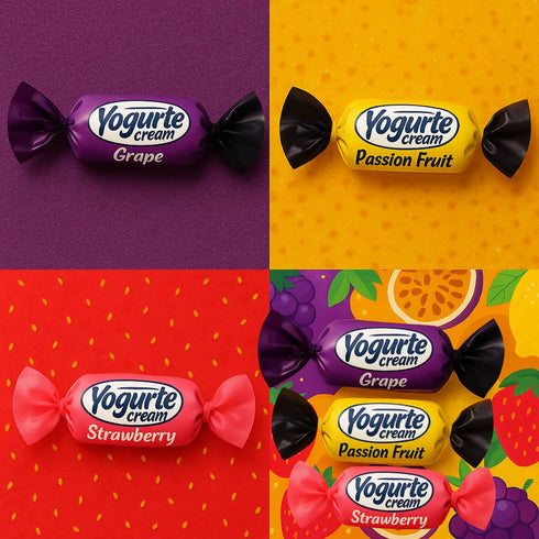 21oz 1.3lbs Pack, Strawberry, Grape & Passion Fruit Yogurt Soft Candy Bag Individually Wrapped Variety Strawberry Grape
