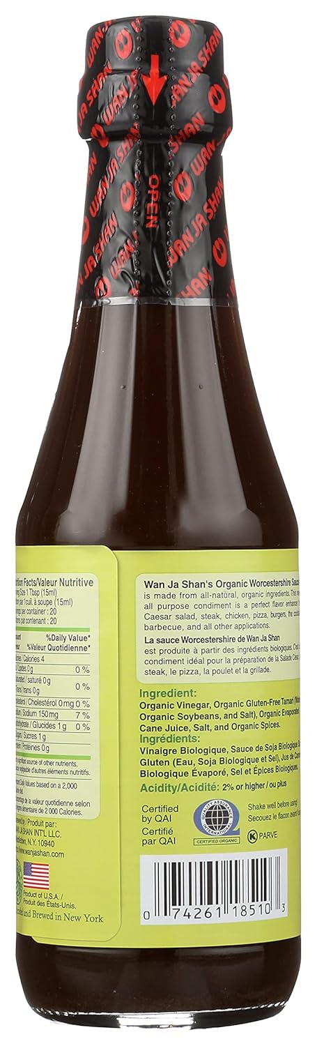 WAN JA SHAN Organic Worcestershire Sauce, Vegan, 10 FZ