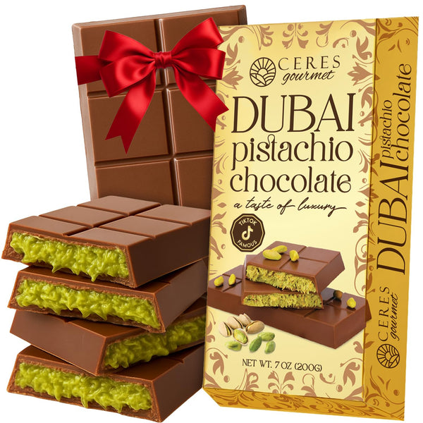 Dubai Crispy Knafeh Chocolate Pistachio Bar 7oz | Famous Dubai Kunafa Chocolate