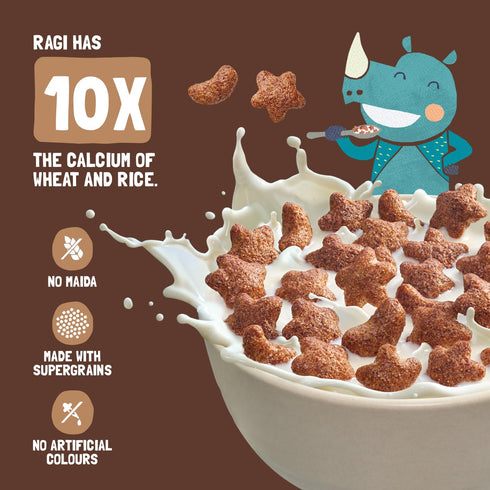10.58 Oz (300g) Slurrp Farm Choco Crunch Ragi Cereal | Crunchy Chocolate Breakfast with Stars & Moons | No Maida