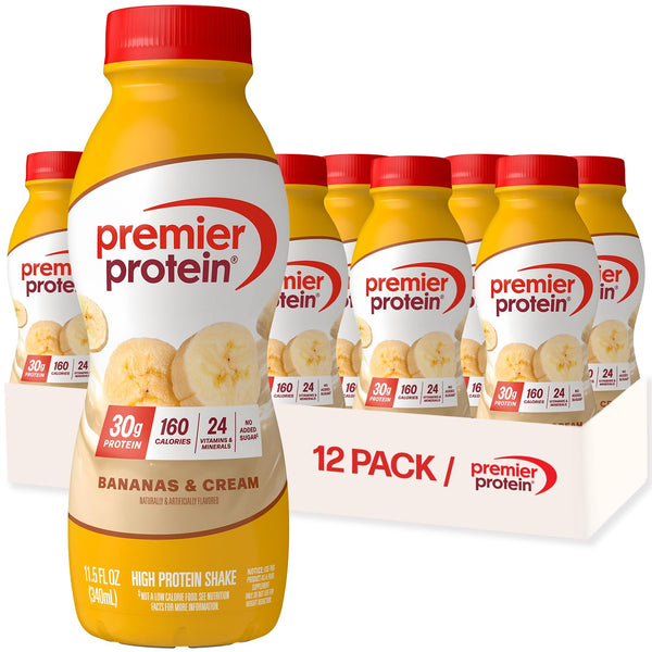Premier Protein Shake, Bananas & Cream, 30g Protein, No Added Sugar, 24