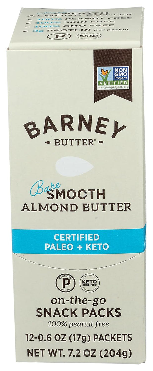 Barney Butter Almond Butter Snack Packs, Bare Smooth, 0.6 Ounce (Pack of