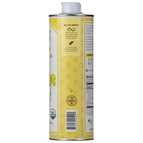 33.8 oz La Tourangelle, Organic Canola Oil, Expeller-Pressed Non-GMO Canola Seeds, Pesticide and Chemical Free, High