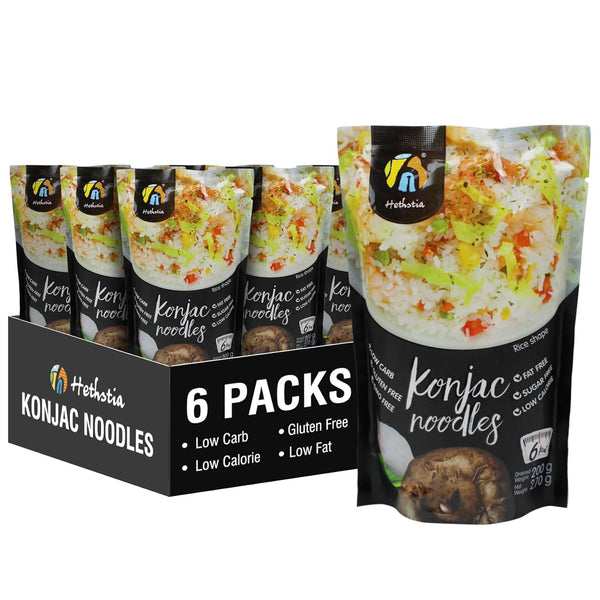 Hethstia Shirataki Rice, 6-Pack Low Carb Konjac Rice, Keto, Vegan, Gluten-Free, Sugar-Free,