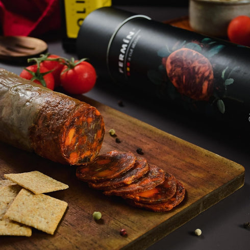 (1 LB FERMIN Iberico Acorn-Fed Chorizo Approx) Authentic Dry-Cured Spanish Chorizo Iberico de Bellota