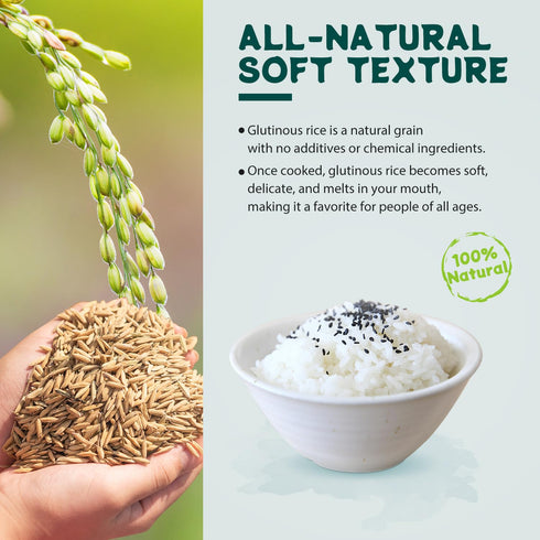 2lbs(Pack 3), Soeos Sweet Sticky Rice of Premium Glutinous Rice, All Natural Gluten Free Sticky Rice for Desserts