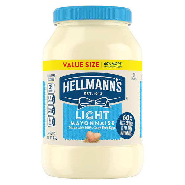 HELLMANN'S Creamy Light Mayonnaise Light Mayo Made with Cage Free Eggs 48 FL