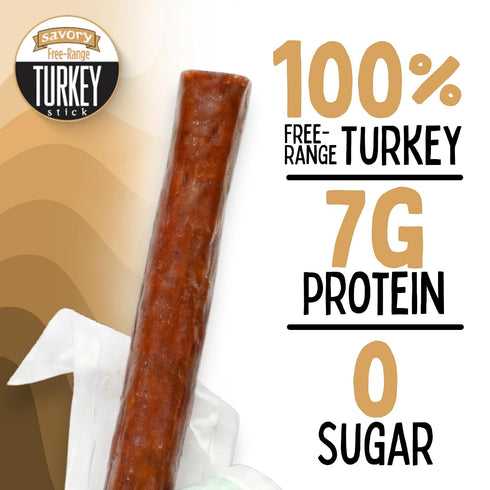 100% 1-oz, 12 Savory Turkey, Sogo Snacks, No Sugar, Free-Range, Non-GMO Turkey Sticks. No Added Nitrates, Gluten, Soy