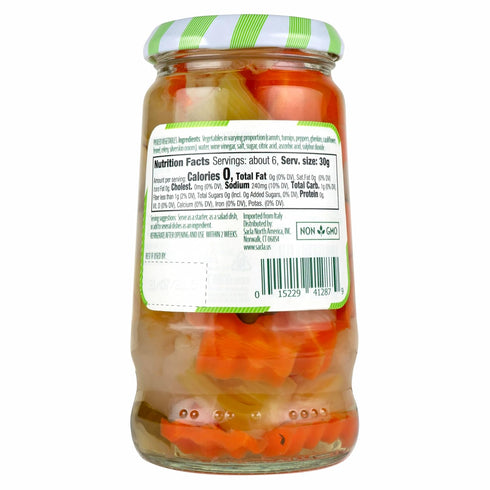 10.23 oz SACLA Italian Giardiniera | Pickled Mixed Vegetables in Vinegar | Glass Jar | Crunchy, Tangy Antipasto |