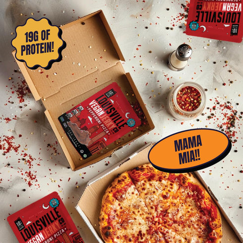 Louisville Vegan Jerky – Pepperoni Pizza Vegan Meat, Gluten-Free High Protein Snacks, 19g Non-GMO Soy Protein