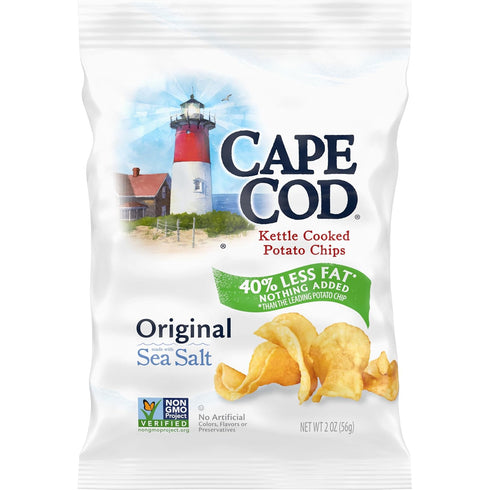 Cape Cod Potato Chips, Less Fat Original Kettle Chips, 2 Oz (Pack
