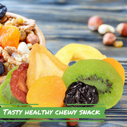 2 lbs (32 Oz) Dried Mixed Fruit with Prunes by It's Delish, Jumbo Container | Snack Mix of Prunes, Apricots, Plums