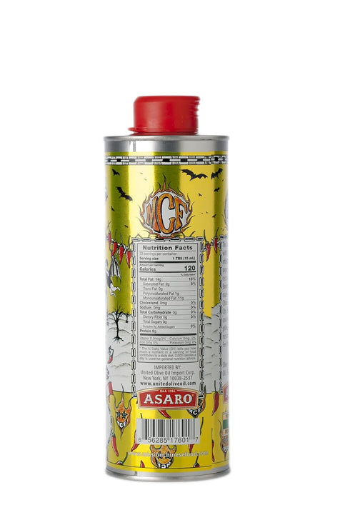 16.9 oz (500 ml) Partanna Mission Spicy Pepper Olive Oil - Premium Extra Virgin Olive Oil Infused with Spicy Red
