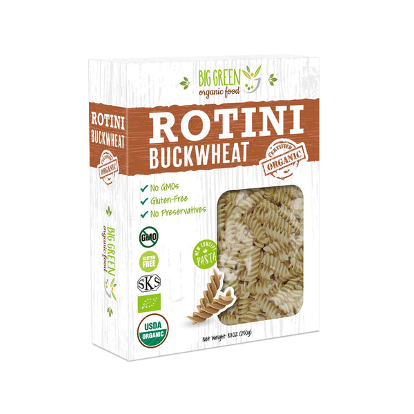 Big Green Organic Food Organic Buckwheat Rotini, 8.8oz, Gluten-Free, Non-GMO, Vegan, 100% Buckwheat (1)