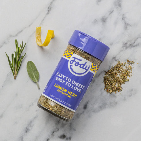 Fody Foods Vegan Lemon Herb Seasoning, Flavorful Grilling Seasoning, Low Fodmap Certified, Sensitive Recipe, Gut & IBS Friendly, 1.8 Ounce