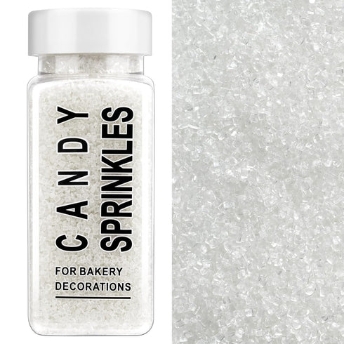 White Sanding Sugar Sprinkles, 4.6 oz Edible Sparkling Sugar Crystals for Baking