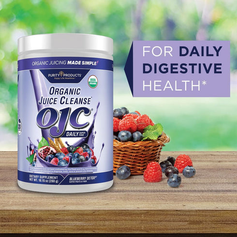 4 30 Purity Products OJC Blueberry Detox - Certified Organic Juice Cleanse Bloat + Gas Relief- Ft. OptiBiome