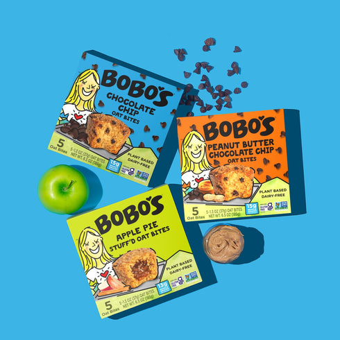 (30 Bobo's Peanut Butter Chocolate Chip Oat Bites, Simple Ingredients, Whole Grain Oats, Plant Based, Non-GMO, Gluten
