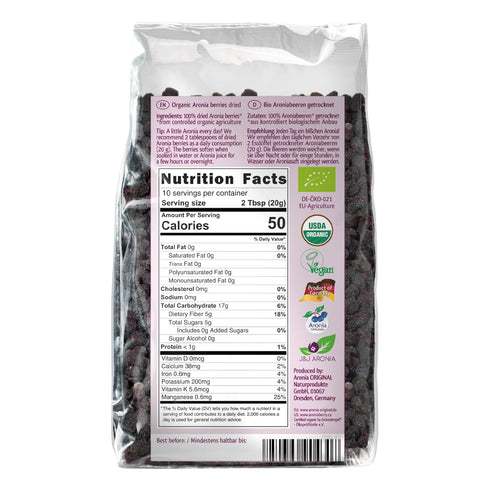 7.1 oz (200 Organic Dried Aronia Berries g) No Sugar Added | Vegan, Non-GMO, Gently Dried Black Chokeberries | High