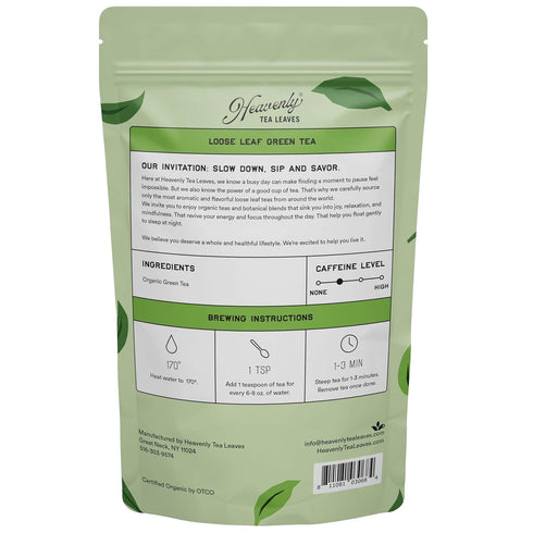 1 Lb. 200 Immune Heavenly Tea Leaves Organic Jasmine Green, Bulk Loose Leaf Green Tea, (Approx. Servings) - Antioxidant