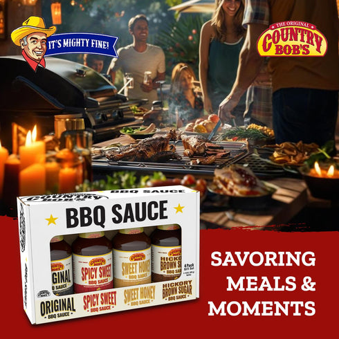 Country Pack 18oz Bob's BBQ Sauce Variety - Spicy Sweet, Original, Hickory & Brown Sugar, Sweet Honey, Savory Marinades