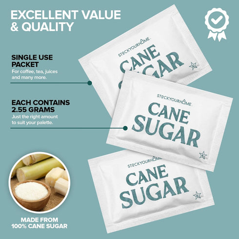 Packets 2000 Count Packs Bulk White Sugar Individual Portion for Hot Drinks Great for Restaurants Offices Schools