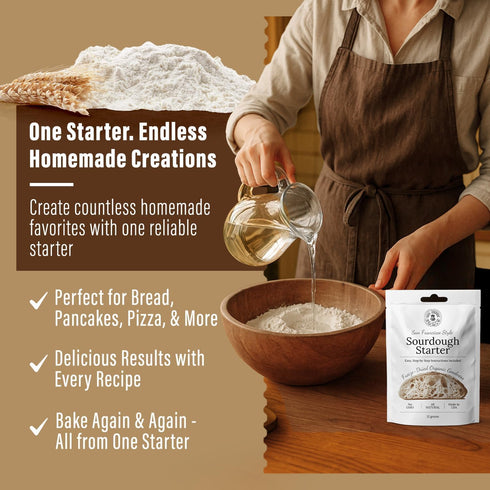 12g MY RUSTIC ROOTS All Natural & Organic San Francisco Sourdough Starter Culture - Beginner Friendly Sourdough Bread