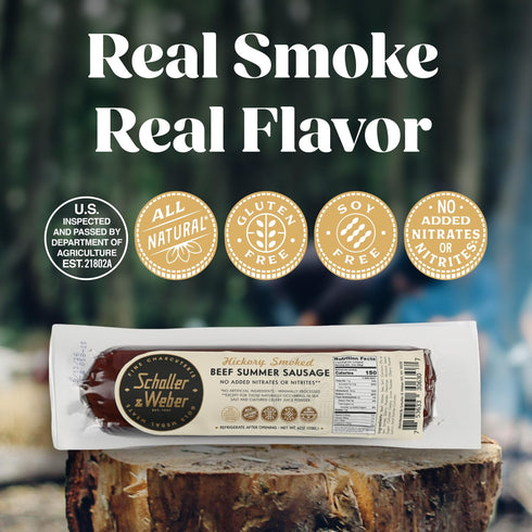 Summer 6 Oz (Pack 2) Schaller & Weber Hickory Smoked Beef Sausage, of | Ready to Eat German Smoked Sausage Meat Snack