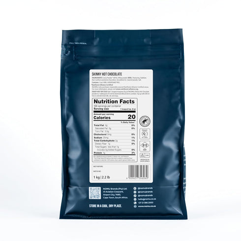 60% 20 (2.2lb NOMU Skinny Cocoa Hot Chocolate | Calories only, Keto Diet Drink, Low GI, High Protein Bulk Bag)