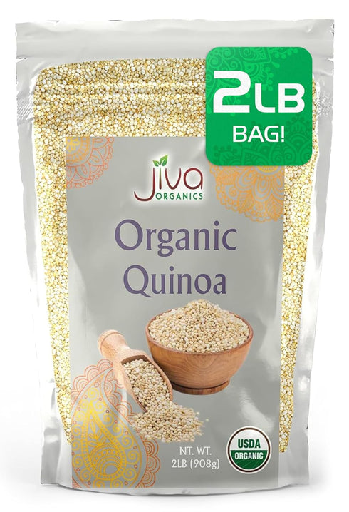 Jiva Organic White Whole Grain Quinoa 2 Pound Vacuum Sealed Bag -
