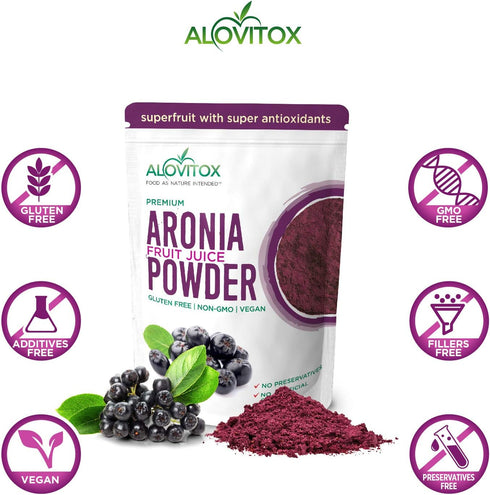 Immune 16 oz Alovitox Aronia Berry Powder | Antioxidant-Dense Juice Superfood with Dietary Fiber, Vitamins, Calcium