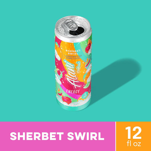 200mg 10 12 Oz 12 Pack Alani Nu SHERBET SWIRL Sugar Free, Low Calorie Energy Drinks, Caffeine, Biotin B Vitamins, Zero