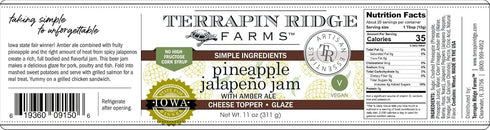 11 Oz Terrapin Ridge Farms Pineapple Jalapeo Jam with Amber Ale Sweet & Spicy Glaze and Spread Jar